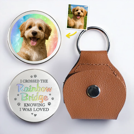 Personalized Pet Memorial Keychain – Custom Pet Photo & Rainbow Bridge Quote